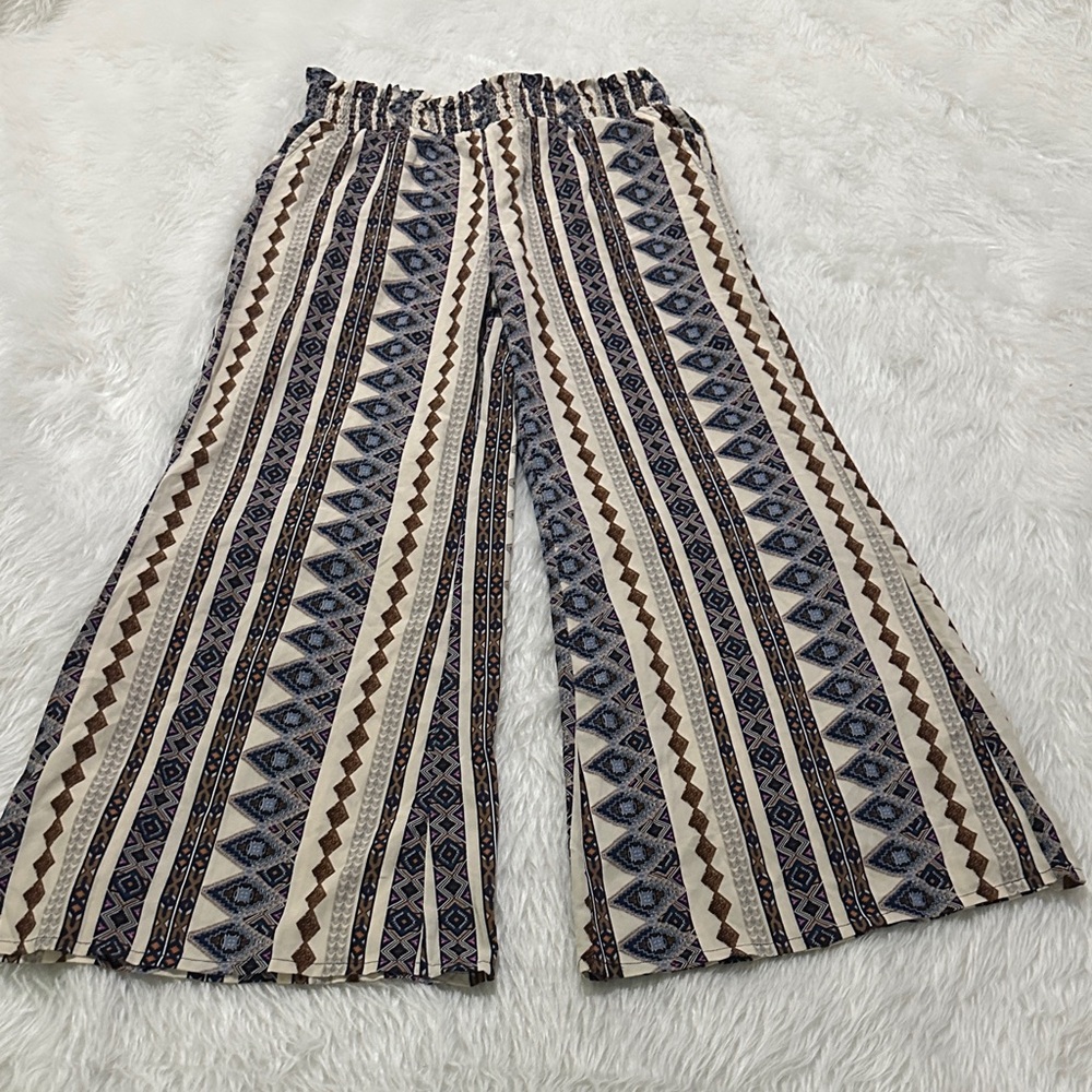 SHEIN Brown and Cream Wide Leg Pants
